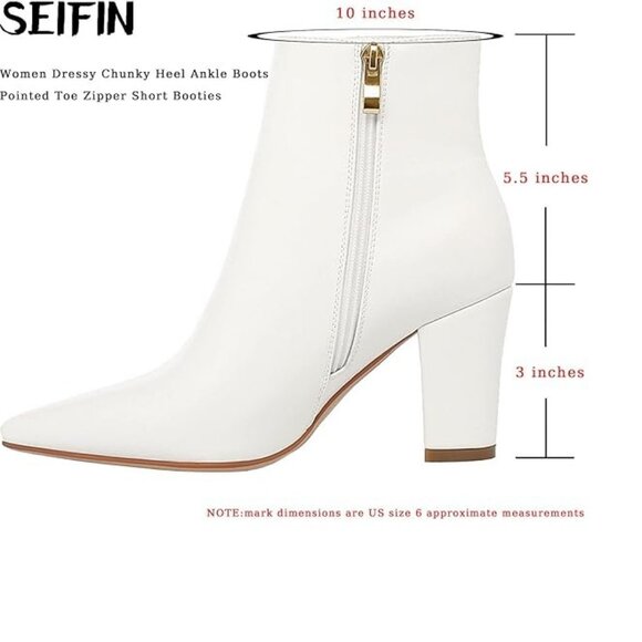 NIB. Chunky  Heel Ankle Boots w/inside Zipper. White. Size 8. - Picture 5 of 5